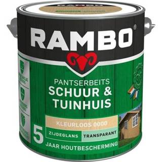 👉 Tuinhuisje transparant Rambo Pantserbeits Schuur & Tuinhuis Zijdeglans - 2,5 liter Blank
