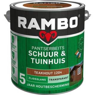 👉 Tuinhuisje transparant teakhout Rambo Pantserbeits Schuur & Tuinhuis Zijdeglans - 2,5 liter