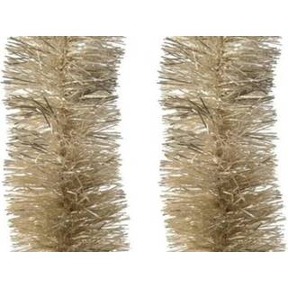 👉 Parel 2x Licht parel/champagne kerstslingers 10 x 270 cm versieringen