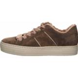 👉 Sneakers buitenmateriaa leer vrouwen donkerbeige laag