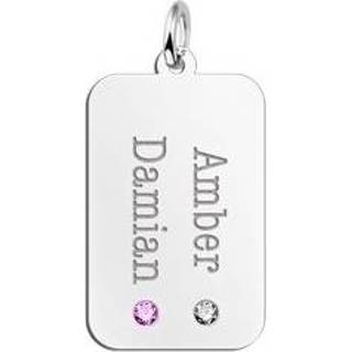 👉 Geboorte steen zilveren active Dog Tag met Twee Geboortestenen en Namen Names4ever ZNH62-GS