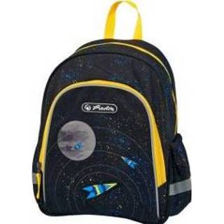👉 Back pack polyester jongens geel zwart Herlitz Space Jongen School backpack Zwart, 4008110571492
