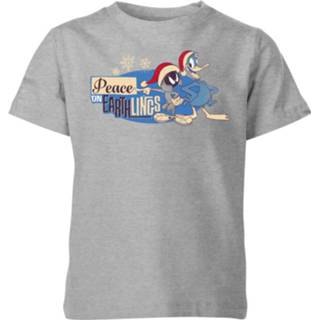 👉 Looney Tunes Peace Among Earthlings Kids' Christmas T-Shirt - Grey - 11-12 Years - Grijs