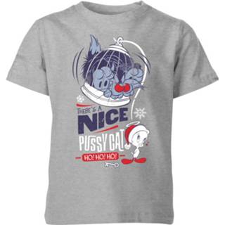 👉 Looney Tunes Tweety Pie Pussy Cat Kids' Christmas T-Shirt - Grey - 11-12 Years - Grijs