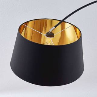 👉 Stofkap zwart stof a++ lindby Boogvloerlamp Esti met stoffen kap, zwart-goud