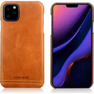 👉 Cognac echt leer backcover hoes bruin Pierre Cardin - lederen iPhone 11 Pro 9145425554170