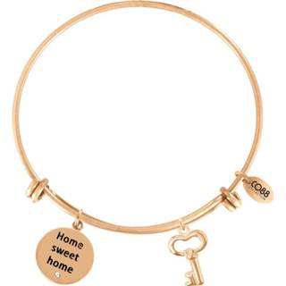 👉 CO88 Collection 8CB-11021 Stalen Bangle, tekst en sleutel. Instelbare lengte, rosékleurig 8719323280885