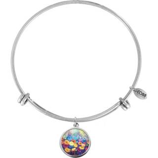 👉 Bedel zilverkleurig CO88 8CB-11028 Stalen Bangle met bedel, gerbera. Instelbare lengte, 8719497231928