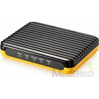 👉 Zwart geel LevelOne WBR-6802 Wi-Fi Ethernet LAN Zwart, 4015867165201