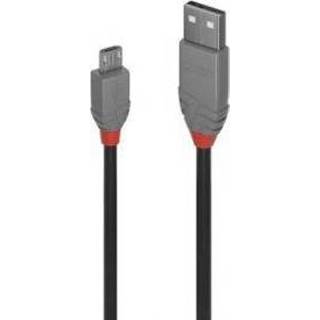👉 Lindy 1m USB 2.0 Cable USB A Micro-USB B Mannelijk Mannelijk Zwart, Grijs USB-kabel