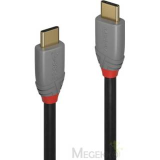 👉 Zwart grijs mannen Lindy 36902 USB-kabel 1,5 m USB C Mannelijk Zwart, 4002888369022