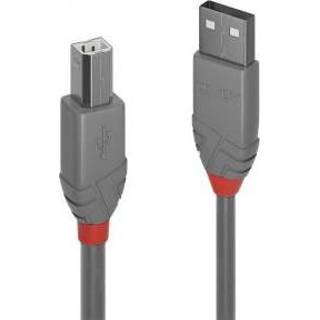 👉 Lindy Anthra Line USB-kabel 5 m USB A USB B Mannelijk Grijs