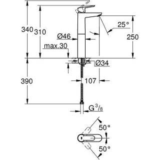 👉 Grohe Bauedge xl-size wastafelkraan chroom