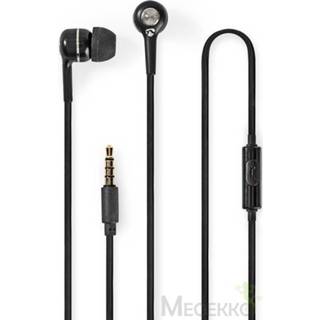 👉 Headphone zwart Wired Headphones | 1.2m Round Cable In-Ear Built-in Microphone Black 5412810304714