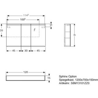 👉 Spiegelkast Sphinx Option 120x70 cm. spiegel/spiegel 8711754434219