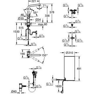 👉 Grohe Red duo keukenkraan met l-uitloop en combi boiler chroom