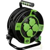 👉 Zwart groen kunststof REV kabeltrommel 25m IP 44 4-voudig 4006341715821