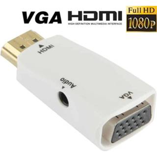 Monitor wit active computer Full HD 1080P HDMI naar VGA en audio-adapter voor HDTV / Projector (wit) 6922932886993