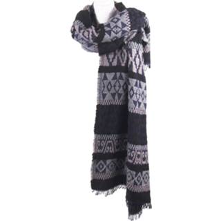 👉 Donkerblauwe omslagdoek/sjaal met geweven azteken patroon