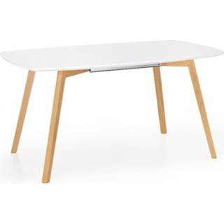 👉 Uitschuifbare eettafel wit MDF Hout Kajetan 150 tot 200 cm breed in mat