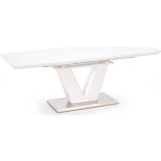 👉 Uitschuifbare eettafel wit MDF Hout Mistral 160 tot 220 cm breed in