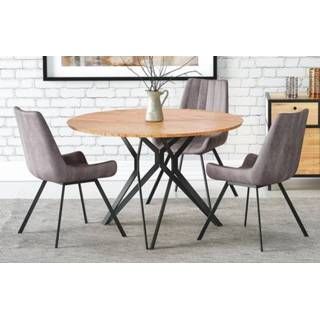 👉 Ronde eettafel eiken MDF Hout Pixel 120 cm breed in