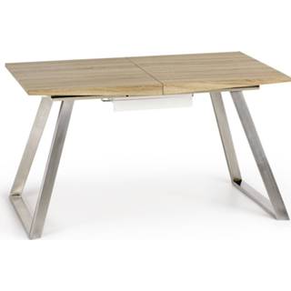 👉 Uitschuifbare eettafel wit eiken Massief Hout Trevor 130 tot 170 cm breed in sonoma met