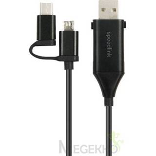 👉 Zwart mannen vrouwen SPEEDLINK SL-180022-BK USB-kabel 1 m USB A C/Micro-USB B Mannelijk/Vrouwelijk Mannelijk 4027301781090