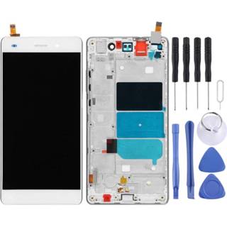 👉 Digitizer wit active onderdelen Huawei P8 Lite LCD-scherm en volledige montage met frame (wit) 6922151195258