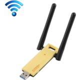 👉 Netwerkkaart geel active computer AC1200Mbps 2,4 GHz&5 GHz Dual Band USB 3.0 WiFi-adapter Externe met 2 antenne (geel) 6922048552041