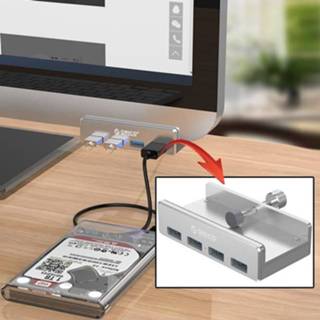 👉 Aluminium active computer ORICO MH4PU 4 poorten USB 3.0 Clip-type HUB met 1m USB-kabel, clipbreedte Bereik: 10-32mm 6922493555840