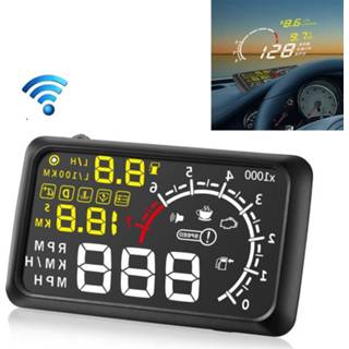 👉 Beveiligingssysteem zwart active alarmsysteem X3 Bluetooth 5.5 inch auto OBDII / EUOBD HUD voertuig gemonteerde head-up weergave beveiligingssysteem, ondersteuning snelheid en brandstofverbruik, te hoog toerental alarm, watertemperatuur, enz. (Zwart) 6922190618831