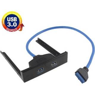 👉 Zwart active computer USB 3.0 Voorpaneel Floppy Disk Bay 20-pins 2 poorten HUB Bracket-kabel (zwart) 6922480919570
