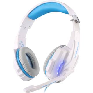 👉 Gaming hoofdtelefoon wit blauw active computer KOTION ELKE G9000 USB 7.1 Surround Sound Versie Game Headset Oortelefoon Hoofdband met Microfoon LED-lampje, kabellengte: ongeveer 2.2m (Wit + Blauw) 6922784265137