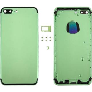 👉 Achterklep groen zwart active onderdelen 6 in 1 voor iPhone 7 Plus (achterklep + kaarthouder volumeregelknop aan / uit-knop mute-schakelaar vibratorsleutel teken) Volledige montagebehuizingsdeksel (groen zwart) 6922523065721