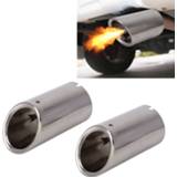 👉 Uitlaat RVS zilver active 2 STKS Auto Styling Tail Muffler Tip Pijp voor VW Volkswagen 1.4 T Swept Volume (Zilver) 7442935345314