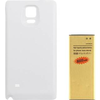👉 Achterklep wit gouden active onderdelen en hoge capaciteit 8000mAh zakelijke mobiele telefoonbatterij voor Galaxy Note 4 / N910, internationale editie (wit) 7442935667614