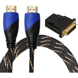 👉 Adapterkabel blauw zwart active computer mannen 1,8 m HDMI 1.4 versie 1080P geweven netlijn Hoofd Mannelijk naar Audio Video Connector met DVI-adapterset 6922511630450