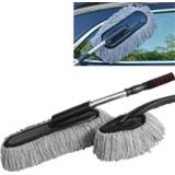 👉 Grijs katoen active Car Cleaning Tools Auto wassen ontparaffineren Shan Brush Mop met intrekbare roestvrij stalen buis (grijs) 6922788944427