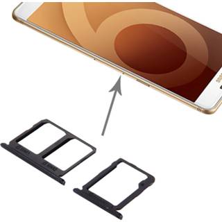 👉 Zwart active Mobiel||||Mobiel>Reparatie SIM-kaartvak + Micro SD-kaartlade voor Galaxy C9 Pro / C9000 (zwart) 6922897323908