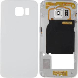 👉 Cameralens wit active Mobiel||||Mobiel>Reparatie Volledige behuizing Cover (Back Plate Camera Lens Panel + Battery Back Cover) voor Galaxy S6 Edge / G925 (wit) 6922423047773