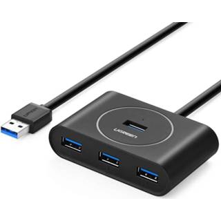 👉 Zwart active computer UGREEN draagbare Super Speed??4-poorten USB 3.0 HUB-kabeladapter, niet-ondersteunde OTG, kabellengte: 2 m (zwart) 6922771311632