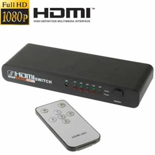 👉 HDMI switche zwart active computer Full HD 1080P 5-poorten HDMI-switch met afstandsbediening en LED-indicator (zwart) 6922255613092