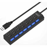 👉 Schakelaar zwart active computer 7 Poorten USB Hub 2.0 Splitter Hoge snelheid 480 Mbps met AAN / UIT schakelaar, LED (zwart) 6922512622140