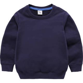 👉 Sweatshirt active schoonheid kinderen Herfst Effen kleur Dieptepunt Kinder Pullover, Hoogte: 110cm (Navy)