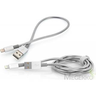 👉 Lightning kabel zilver Verbatim Sync & Charge 100cm + 30 cm