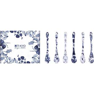 👉 Blauw witte Blauw/Witte Lepelset - Flora Japonica Set van 6 stuks 13cm 8719323525610