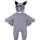 👉 Jumpsuit grijs active baby's Herfst vleermuis lange mouw Baby Halloween kostuum met hoed, hoogte: 100cm, kleur: 6922513415697