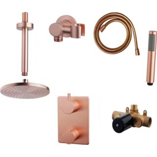 👉 Regendouche set geborsteld koper thermostatisch caral bouw hendel keramisch rond Wiesbaden Inbouw 11 Plafonduitloop 8719304512172
