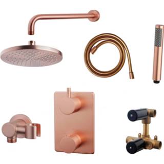 👉 Regendouche set geborsteld koper thermostatisch caral bouw hendel keramisch rond Wiesbaden Inbouw 10 Muuruitloop 8719304512158